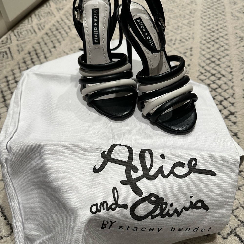 Alice + Olivia Strappy Black and White Heels